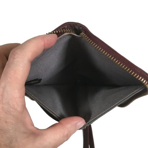 FOSSIL Quinn Slim Leather Clutch Wallet Wristlet MULTI COLOR Pink Burgundy Gray - Picture 9 of 11